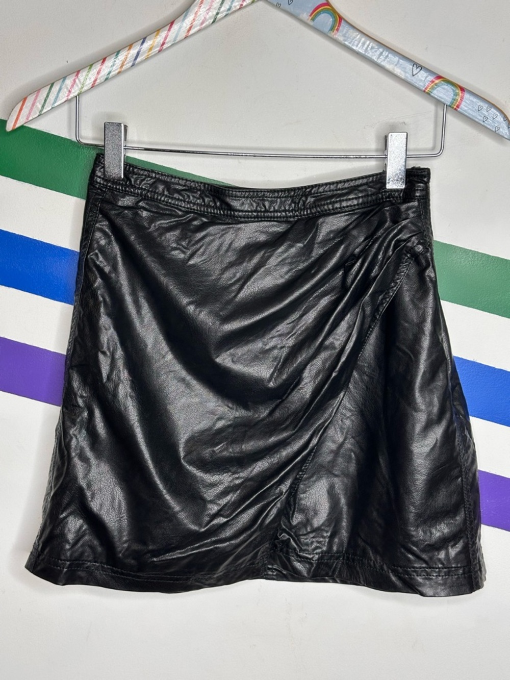Free People faux wrap faux leather skirt size 0